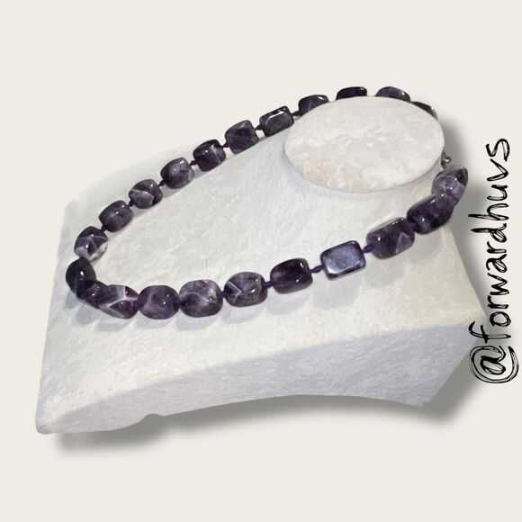 Hand-Knotted Chunky Amethyst Bead Necklace - Picture 7 of 9